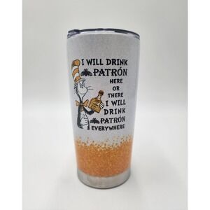 FUNNY‎ DRINK TUMBLER CAT IN THE HAT PATRON TEQUILA